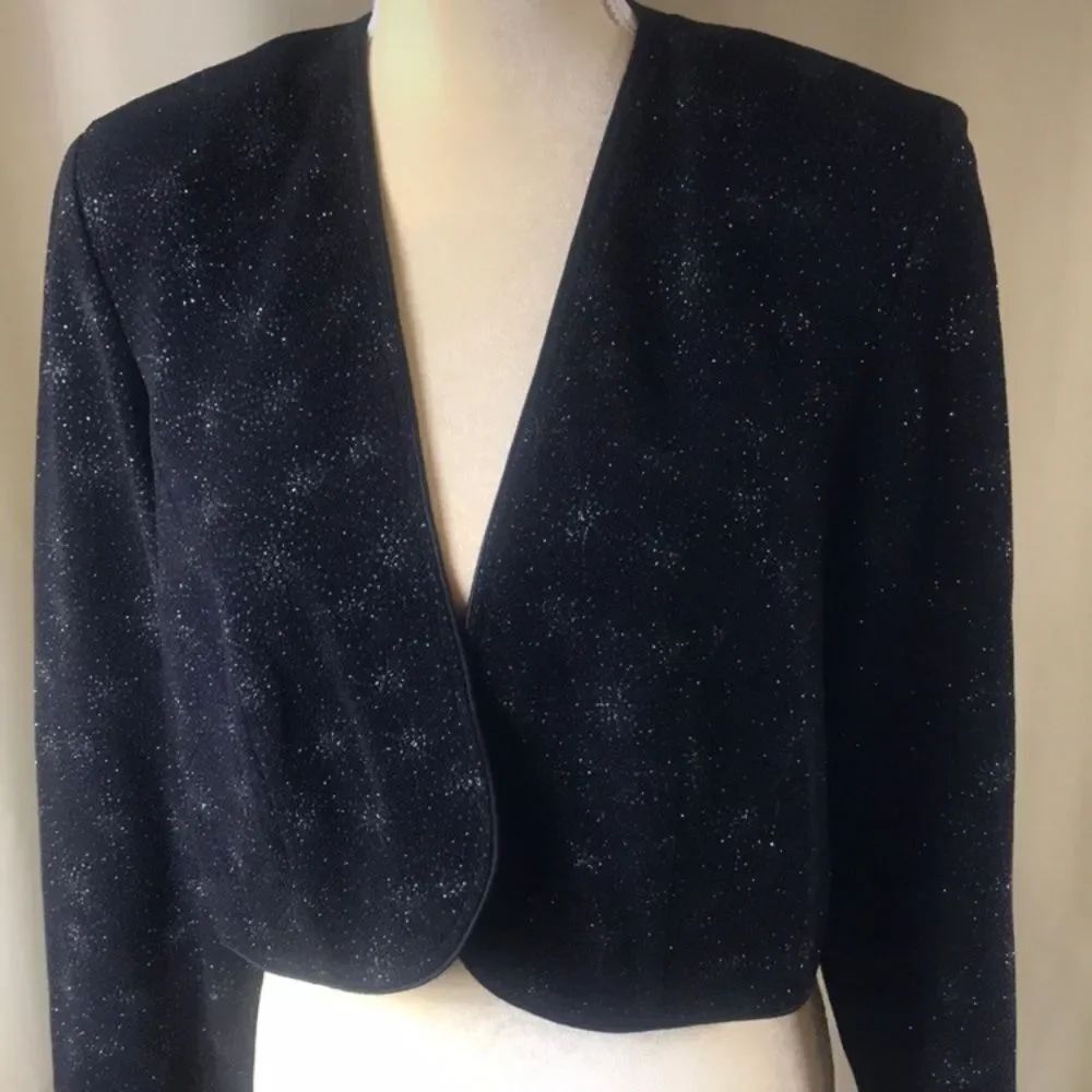 Vintage Onyx Nite Black Sparkle Blazer Size 18 - Picture 3 of 9